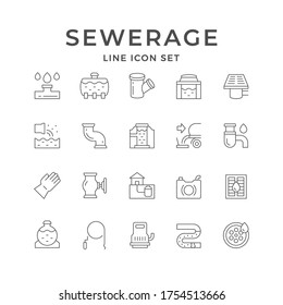 Set Line Icons Of Sewerage
