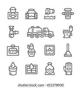 Set line icons of sewerage