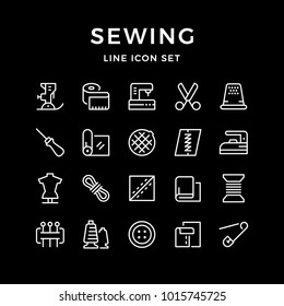 Set line icons of sewing