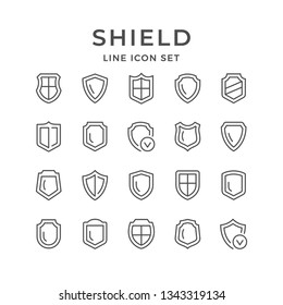 Set line icons of shield