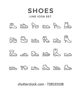 Set line icons of shoes isolated on white. Vector illustration