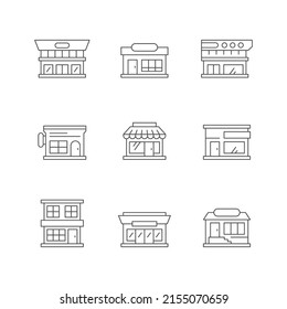 Set line icons of shop building