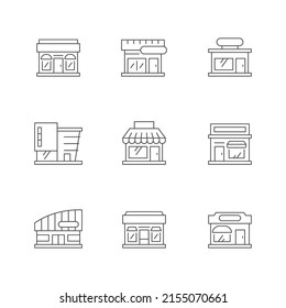 Set line icons of shop building