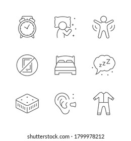 Set line icons of sleep