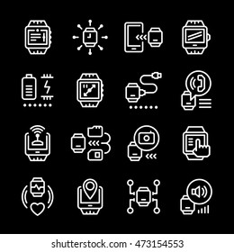 Set line icons of smart watch