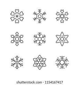 Set line icons of snowflake