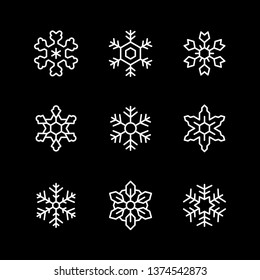 Set line icons of snowflake