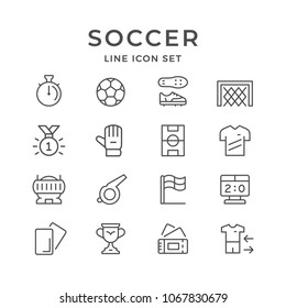 Set line icons of soccer