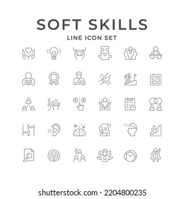 Set line icons of soft skills