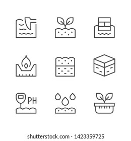 Set line icons of soil