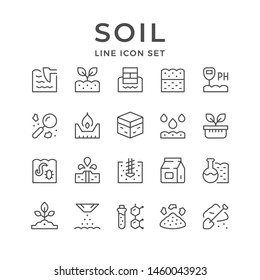 Set line icons of soil