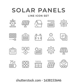 Set line icons of solar panels