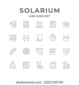 Set line icons of solarium