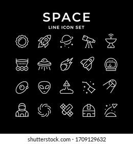 Set line icons of space