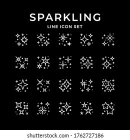 Set line icons of sparkling and twinkling