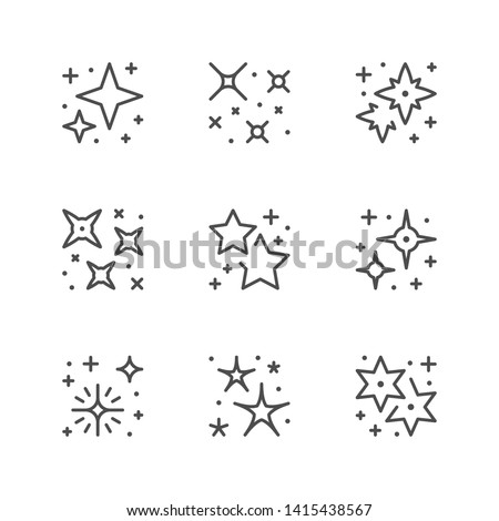 Set line icons of sparkling and twinkling