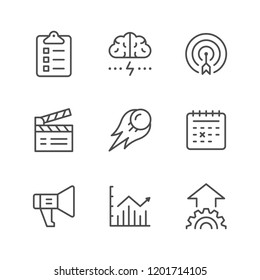 Set line icons of start up