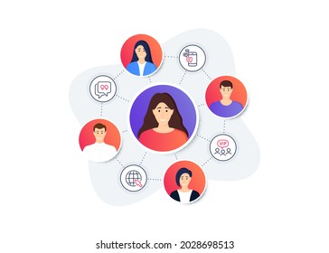 Set of line icons, such as Vip clients, Communication, Quote bubble symbols. Online team work banner. Employee remote job. Internet line icons. Vector