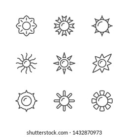 Set line icons of sun