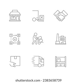 Set line icons of supply chain