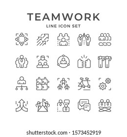 Set line icons of teamwork