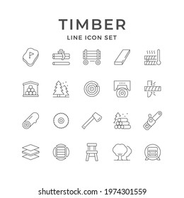 Set line icons of timber industry