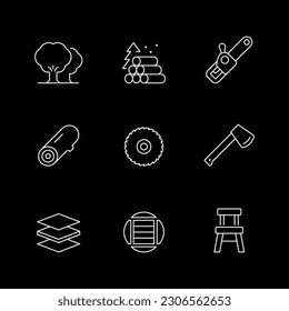Set line icons of timber industry