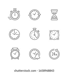 Set line icons of time