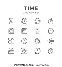 Set line icons of time