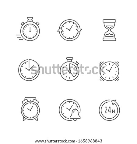 Set line icons of time