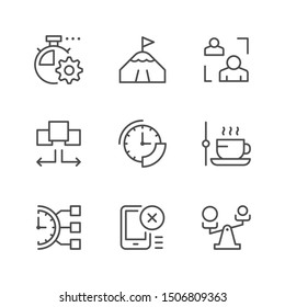 Set line icons of time management