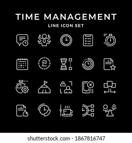 Set line icons of time management