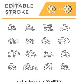 Set line icons of tractors