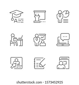 Set line icons of training