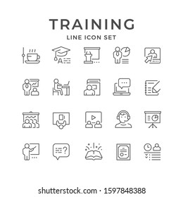 Set line icons of training