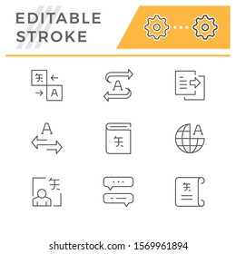 Set line icons of translation