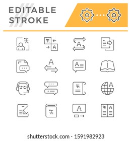 Set line icons of translation