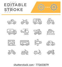 Set line icons of transport