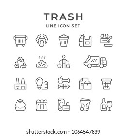 Set line icons of trash