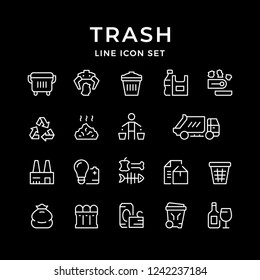 Set line icons of trash