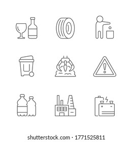 Set line icons of trash
