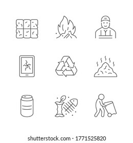 Set line icons of trash