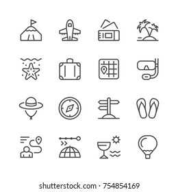 Set line icons of travel