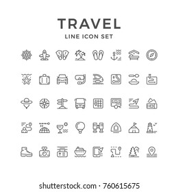 Set line icons of travel