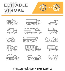 Set line icons of trucks