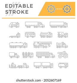 Set line icons of trucks svg