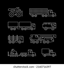 Set line icons of trucks