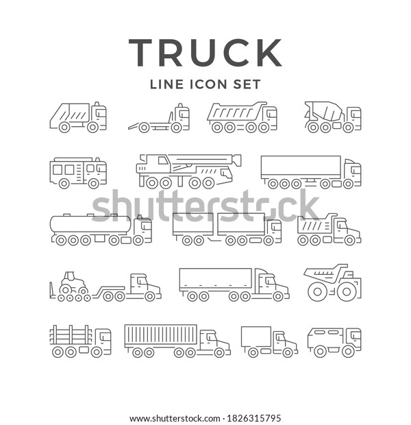 Set line icons of\
trucks