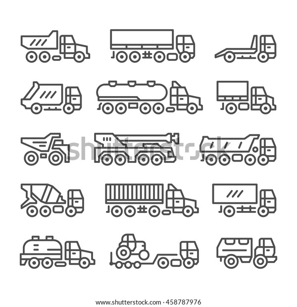 Set line icons of
trucks