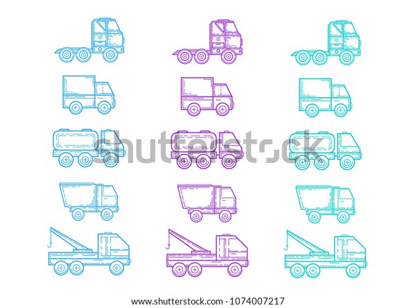 Set line icons of\
trucks .Transport vector